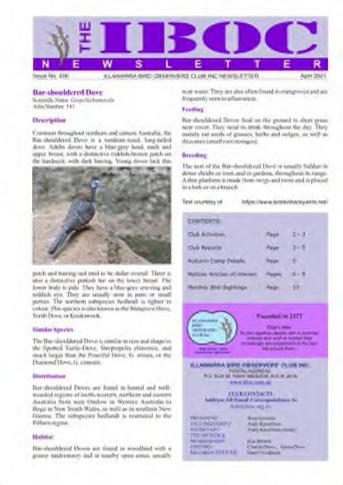 The IBOC newsletter : Illawarra Bird Observers Club inc. newsletter