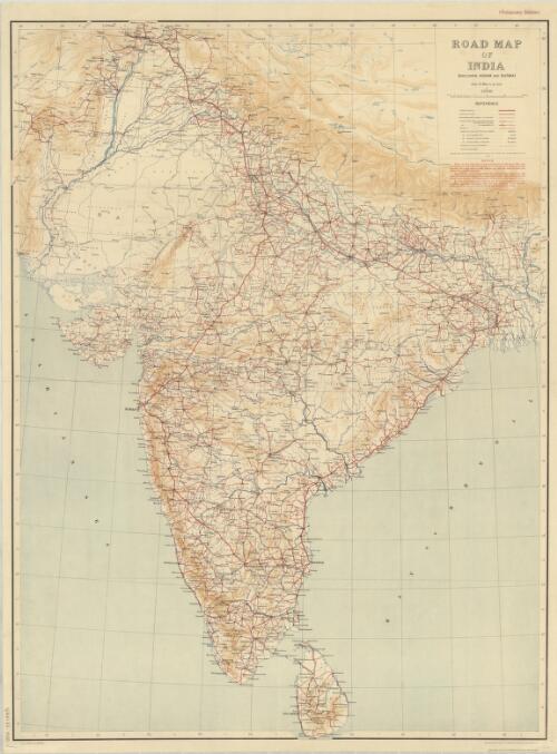 Road map of India [cartographic material] : (excluding Assam and Burma)