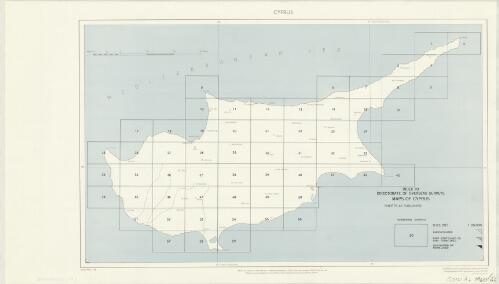 Index to Directorate of Overseas Surveys [cartographic material] : maps of Cyprus : sheets as published / compiled and drawn by Directorate of Overseas Surveys ... and printed by No. 1 SPC, RE