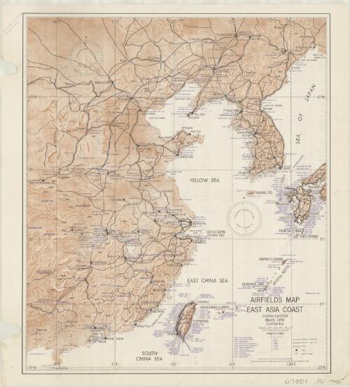 Airfields map East Asia coast [cartographic material] / compiled and reproduced by 30th Engr. Base Top. Bn