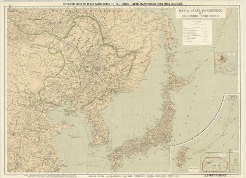 Map of Japan, Manchoukuo and adjoining territories [cartographic material]