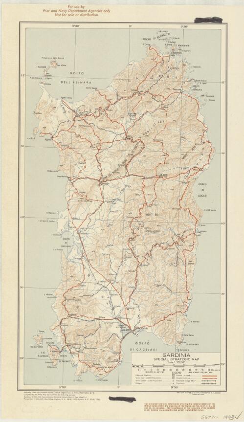 Sardinia : special strategic map / prepared under the direction of the Chief of Engineers, U.S. Army, Washington, D.C. ; compiled by the Army Map Service