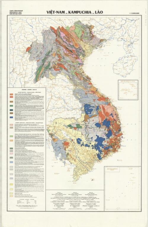 Viet-nam-Kampuchia-Lao, carte geologique [cartographic material] = Geological map = Ban do dia chat / reviewed and completed by H. Fontaine