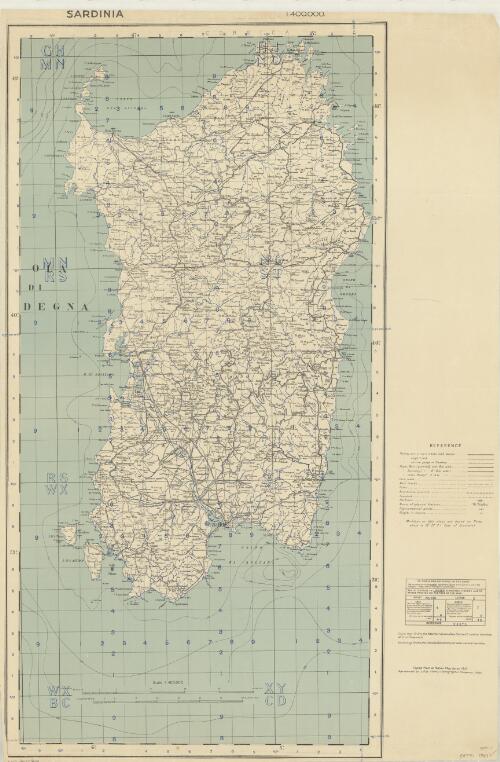 Sardinia 1:400,000 / reproduced by L.H.Q (Aust) Cartographic Coy. 1943