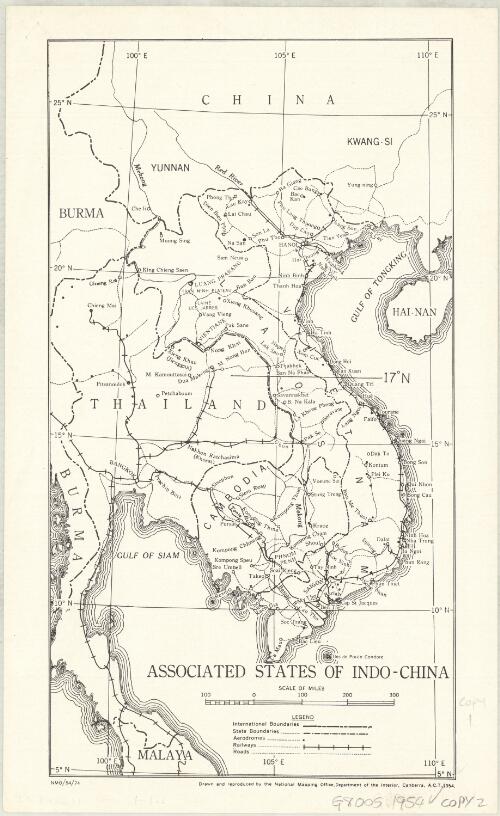 Associated states of Indo-China [cartographic material] / drawn and reproduced by the National Mapping Office, Department of the Interior