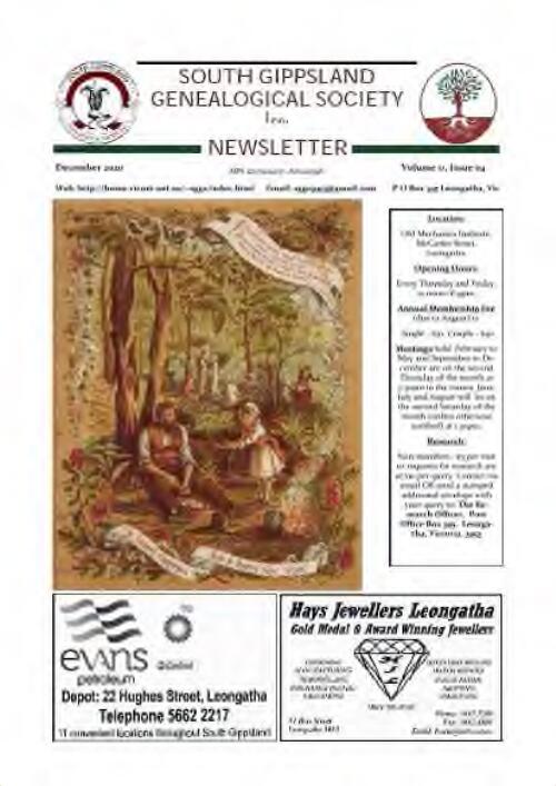 Newsletter / South Gippsland Genealogical Society Inc