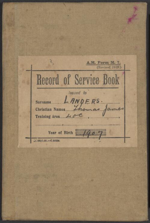 Record of Service Book of Thomas James Landers [picture]