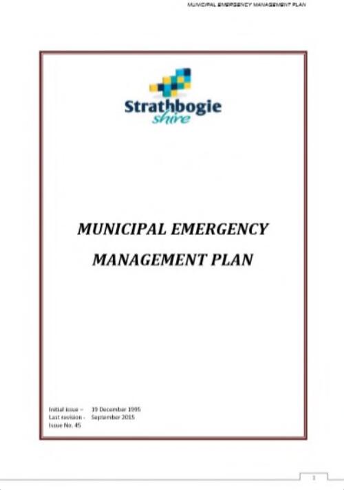 Strathbogie Shire Municipal emergency management plan / Strathbogie Shire Council