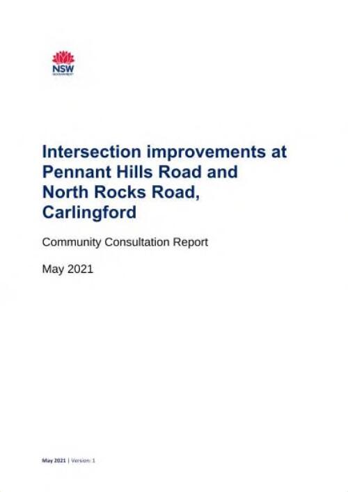 Intersection improvements at Pennant Hills Road and North Rocks Road, Carlingford : community consultation report May 2021
