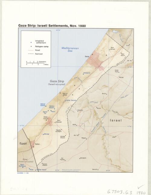 Gaza Strip [cartographic material] : Israeli Settlements, Nov. 1980