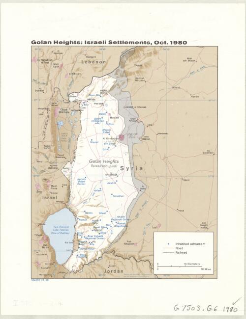 Golan Heights, Israeli settlements, Oct. 1980 [cartographic material]