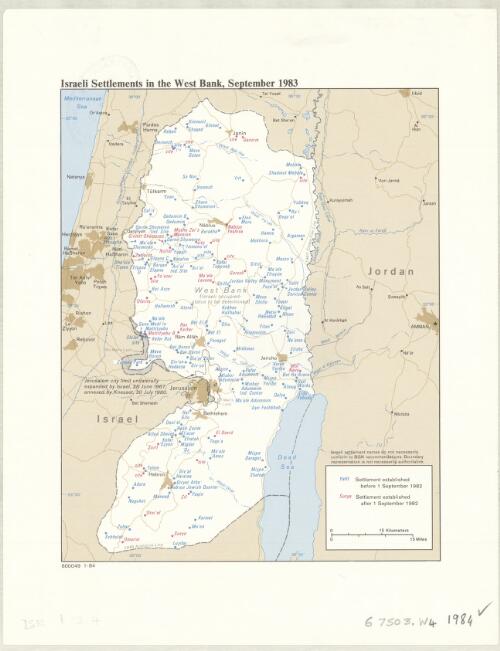 Israeli settlements in the West Bank, September 1983 [cartographic material]