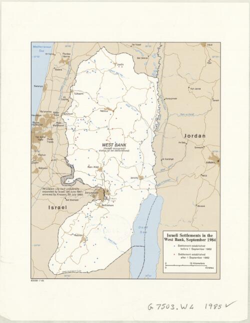 Israeli settlements in the West Bank, September 1984 [cartographic material]