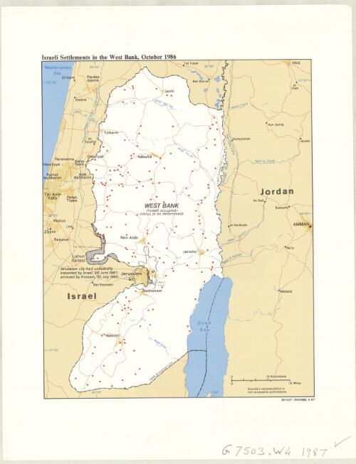 Israeli settlements in the West Bank, October 1986 [cartographic material]