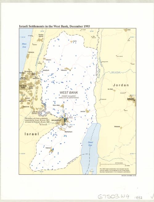 Israeli settlements in the West Bank, December 1993