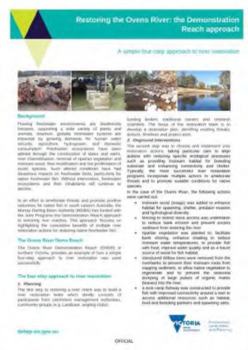 Restoring the Ovens River : the demonstration reach approach : A simple four-step approach to river restoration