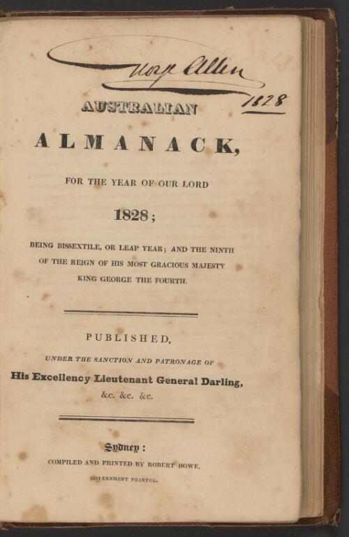 Australian almanack : for the year of Our Lord