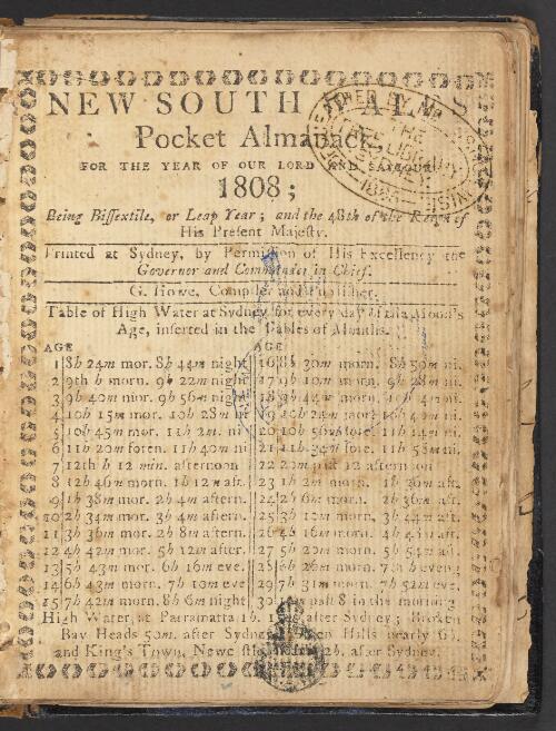New South Wales pocket almanack : for the year of our Lord and Saviour