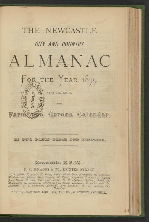 The Newcastle city and country almanac & directory : with farm and garden calendar