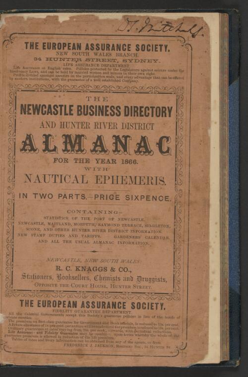 The Newcastle business directory and Hunter River District almanac for the year