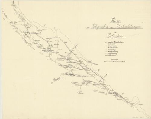 Skizze der telegraphen- und telephonleitungen in Dalmatien