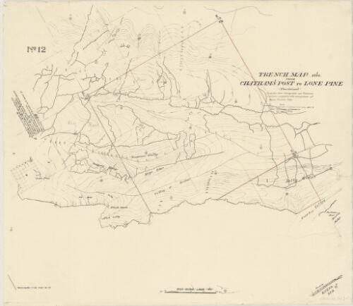 Trench map from Chatham's Post to Lone Pine, no. 12 [cartographic material] / complied from photographs and traverses ; contours compared with enlargement of 1/20,000 Turkish plan