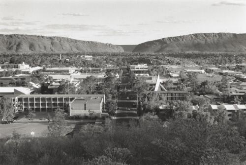 Panorama view of Alice Springs, view South to Heavi Tree Gap, 1994 / Bob Miller
