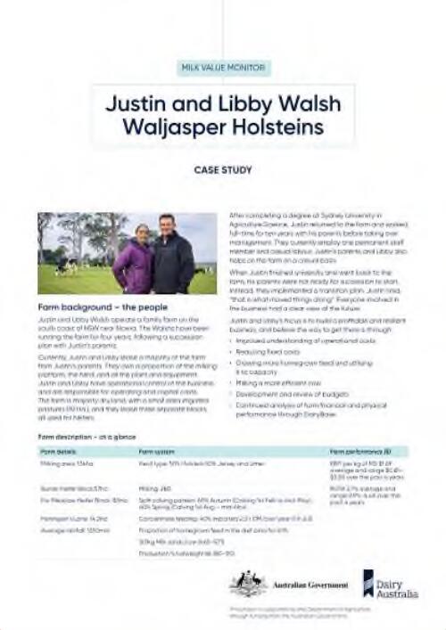 Justin and Libby Walsh, Waljasper Holsteins : case study