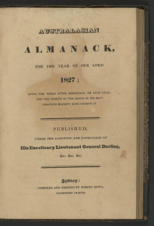 Australasian almanack : for the year of Our Lord