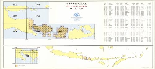 Indeks peta rupa bumi : Jawa, Bali & Lombok 1:25,000 / Badan Kordinasi Survey dan Pemetaan Nasional