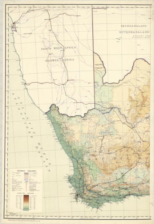 Topographical map of the Union of South Africa / compiled and drawn in the Office of the Director of Irrigation, 1938 = Topografiese kaart van die Unie van Suid-Afrika / gekompileer en geteken in die kantto van die Direkteur van Besproeiing, 1938