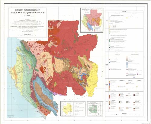 Carte géologique de la République Gabonaise / par H. Hudeley ; Bureau de Recherches Geologiques et Minieres