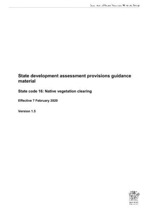 State development assessment provisions guidance material : State code 16 : native vegetation clearing / compiled by the Department of Natural Resources, Mines and Energy