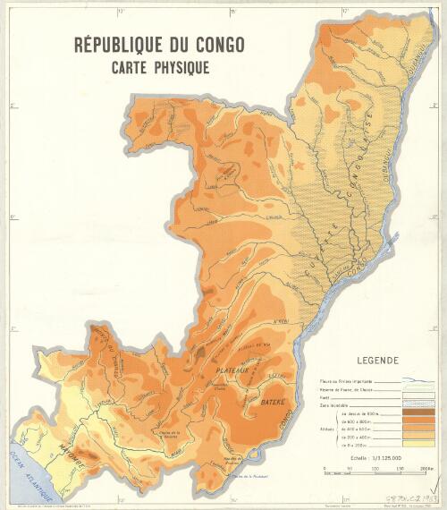 Republique du Congo, carte physique / dessiné et publié par l'Annexe en Afrique Equatoriale de l'I.G.N