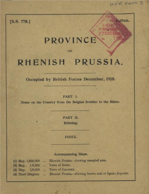 Province of Rhenish Prussia / occupied by British forces, December 1918