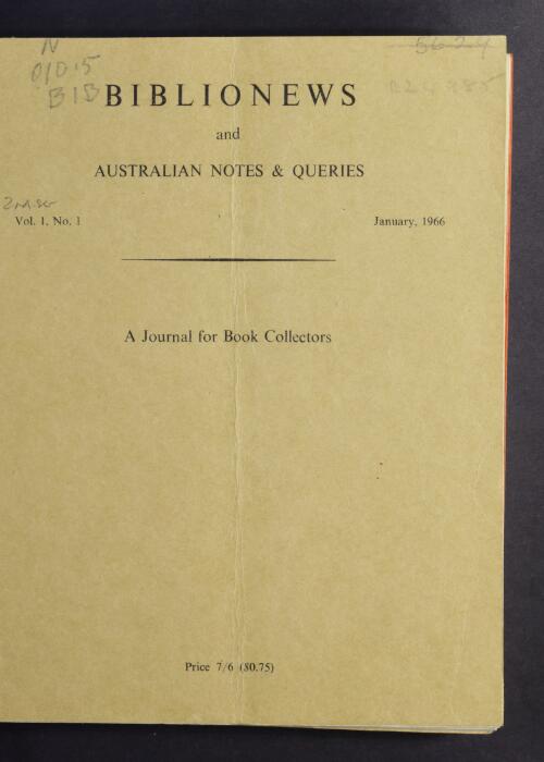 Biblionews and Australian notes & queries / [the Book Collectors' Society of Australia]