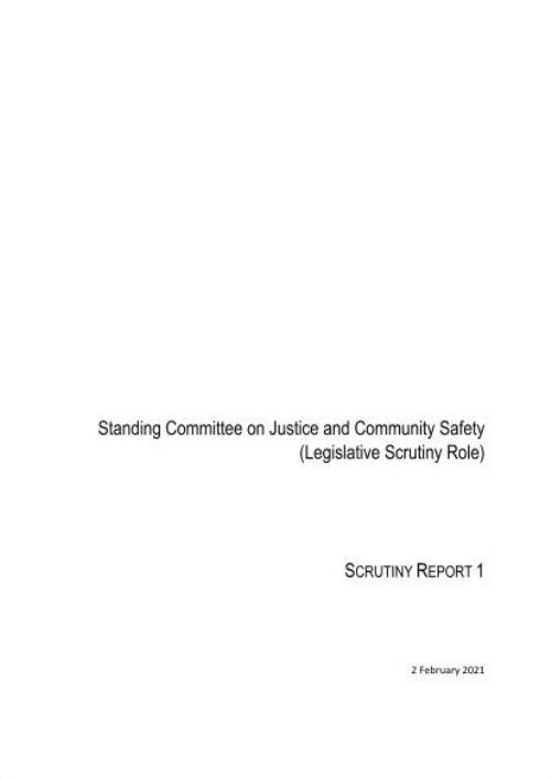 Scrutiny report / Standing Committee on Justice and Community Safety, Legislative Assembly for the Australian Capital Territory