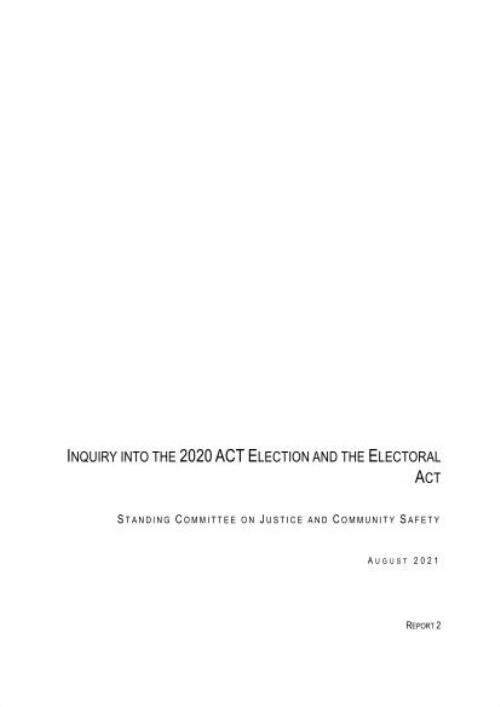 Inquiry into the 2020 ACT Election and Electoral Act