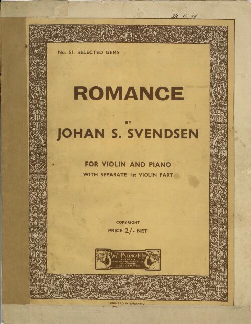 Romance [music] / by Johan S. Svendsen