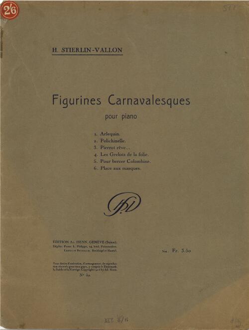 Figurines carnavalesques [music] : pour piano / H. Stierlin-Vallon