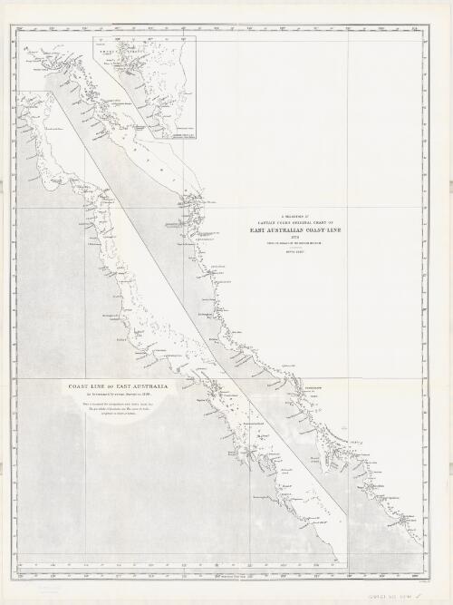A reduction of Captain Cook's original chart of East Australian coast-line 1770 : from originals in the British Museum : north sheet ; Coast-line of east Australia, as determined by recent surveys to 1890 / F.S. Weller, lith