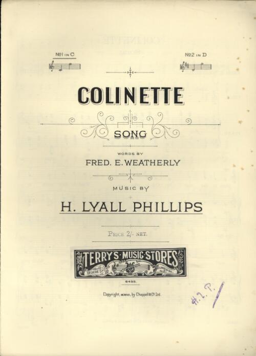 Colinette [music] : song / words by Fred. E. Weatherly ; music by H. Lyall Phillips