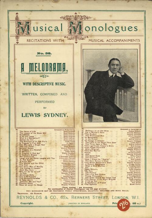A melodrama [music] : with descriptive music / written, composed and performed by Lewis Sydney