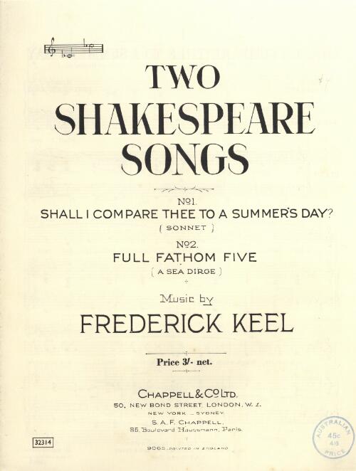 Two Shakespeare songs [music] / music by Frederick Keel