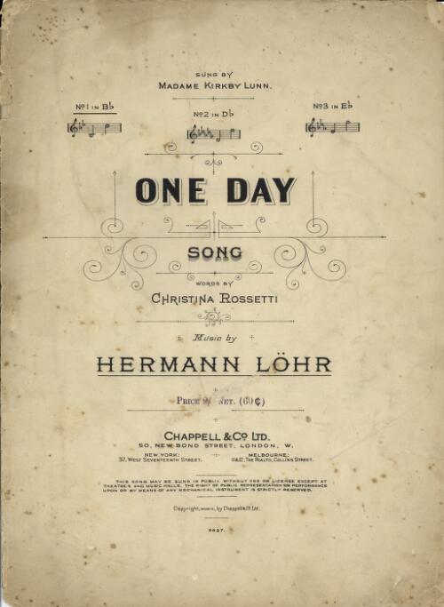 One day [music] : song / words by Christina Rossetti ; music by Hermann Löhr