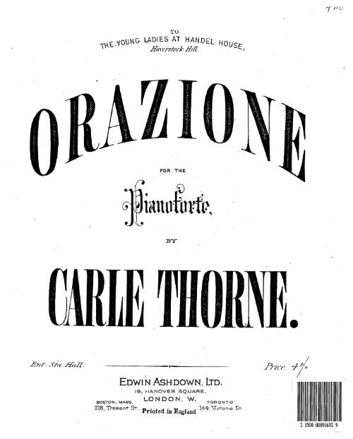 Orazione [music] : for the pianoforte / by Carle Thorne