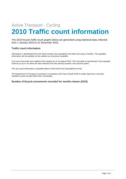 2010 traffic count information