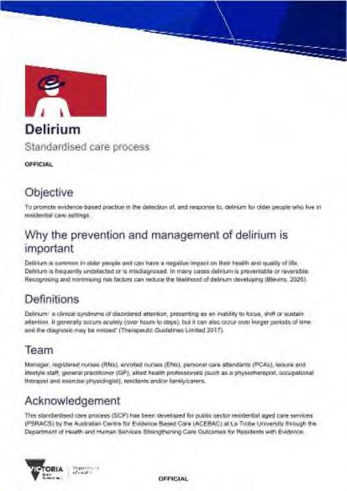 Delirium : standardised care process