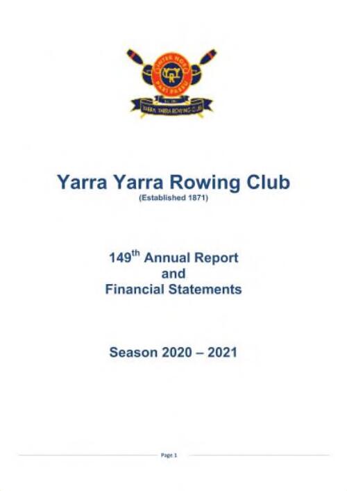 Annual report and financial statements : season ... / Yarra Yarra Rowing Club