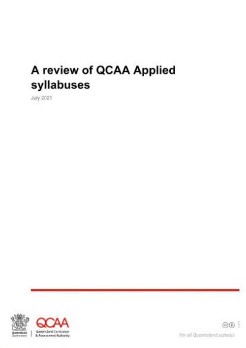 A Review of QCAA applied syllabuses